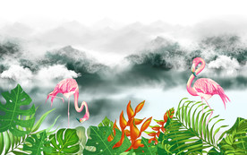 火烈鸟北欧新装饰画 TIF分层