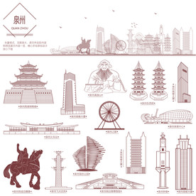 泉州地标建筑线描