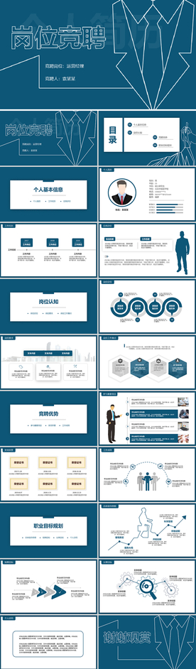 蓝色岗位竞聘个人简历PPT