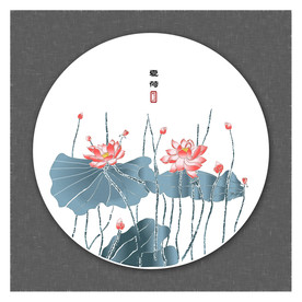 淡雅玄关画水墨画荷花禅意