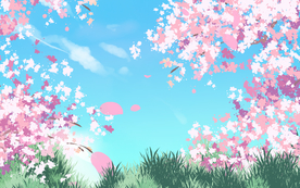 卡通装饰粉色桃花