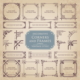 欧式复古边角装饰边框矢量素材