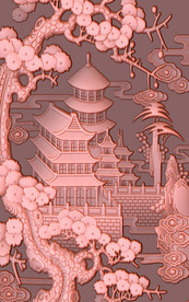 宝塔山水铜雕玄关