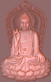 禅意铜雕佛像玄关壁画