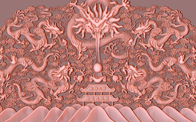 龙吐水铜雕背景墙