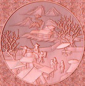 浮雕铜雕古代景壁画