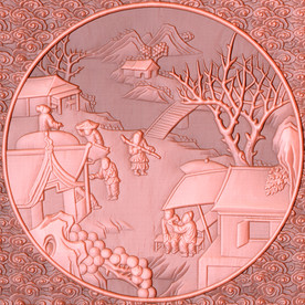 古代人物3D立体浮雕铜雕背景墙