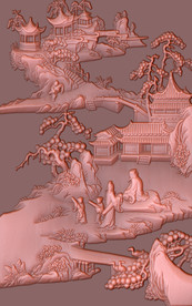 3D立体浮雕山水玄关