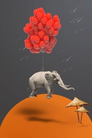 爱马仕抽象大象气球儿童房装饰画