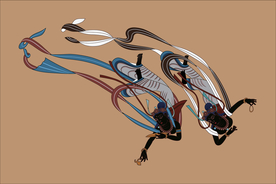 敦煌莫高窟壁画黑飞天双飞天