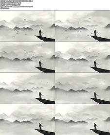 诗人登高水墨风循环视频背景素