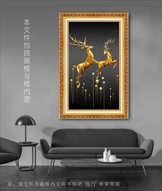 现代抽象鹿轻奢晶瓷装饰画