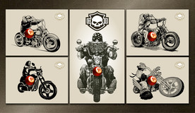 矢量手绘摩托骑士系列