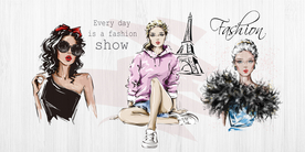 时尚美女手绘美女装饰画背景墙