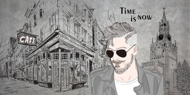 手绘时尚男人装饰画背景墙