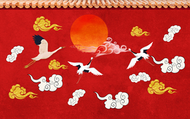 国潮故宫仙鹤祥云图片