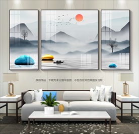 新中式意境山水画无框画装饰画