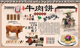牛肉饼背景墙
