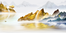金色山水画