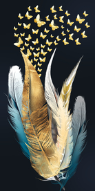 羽毛金箔画玄关