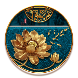 立体金色荷花玄关