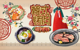 韩式烤肉背景墙