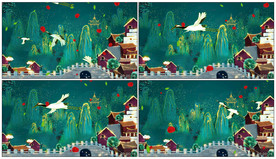 4K国潮中国风仙鹤 背景视频