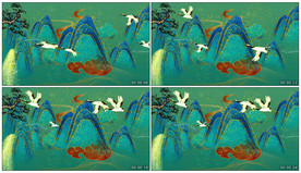 4K中国风仙鹤山水舞美背景视频