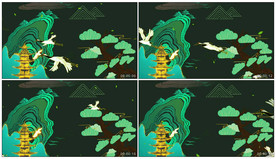 4K国潮中国风松鹤舞美背景视频