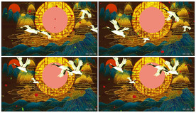 4K国潮中国风仙鹤山水背景视频