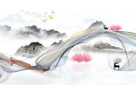 现代客厅山水画 TIF分层