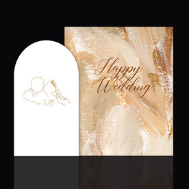 ins轻奢米黄色金箔婚礼背景