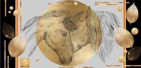 现代北欧风金色骏马装饰无框画