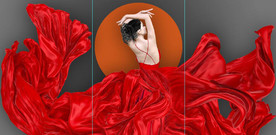 爱马仕现代时尚红裙美女装饰画