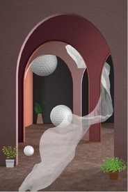 现代北欧3D建筑空间玄关装饰画