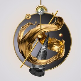 晶瓷现代抽象几何油画玄关装饰画