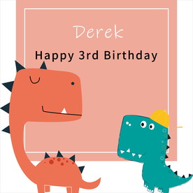 粉色小恐龙主题生日海报迎宾牌