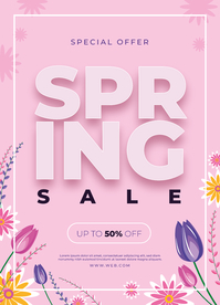 粉色花卉海报素材