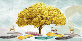 发财树 麋鹿装饰画