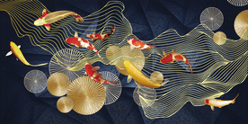 金色年轮九鱼图