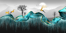 抽象麋鹿山水玄关