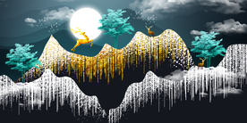 麋鹿晶瓷画玄关