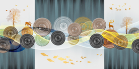 年轮麋鹿三联画