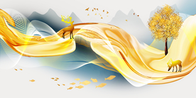 金色绸带晶瓷画