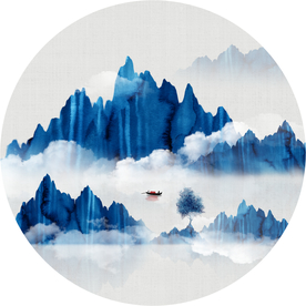 圆形意境山水玄关