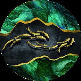 九鱼图圆形装饰画