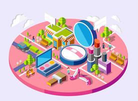 2.5D手机立体建筑场景矢量插