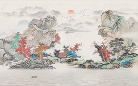新中式水墨山水风景国画背景墙