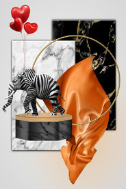 晶瓷大象抽象立体几何装饰油画