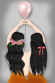 现代北欧气球美女玄关装饰画